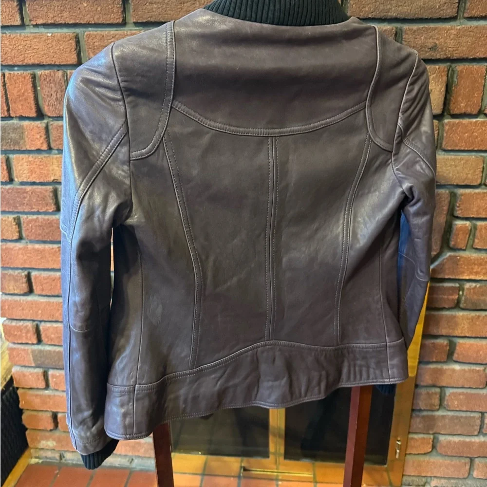 Soia & Kyo Dark purple Brown Bomber leather jacket size S in great condition - Picture 9 of 12